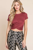 Twist Front Cropped Tee - Multiple Colors