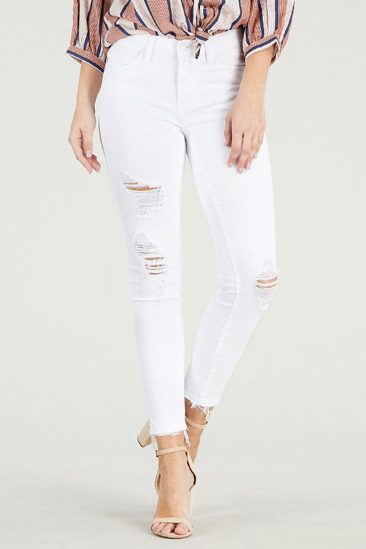 White Distressed Skinny Jeans