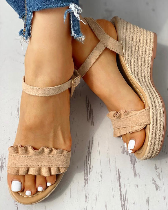 Ruffle Wedge Sandal