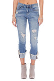 Cuff Destroyed Denim Jeans