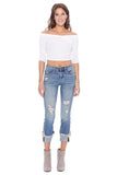 Cuff Destroyed Denim Jeans