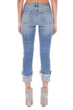 Cuff Destroyed Denim Jeans