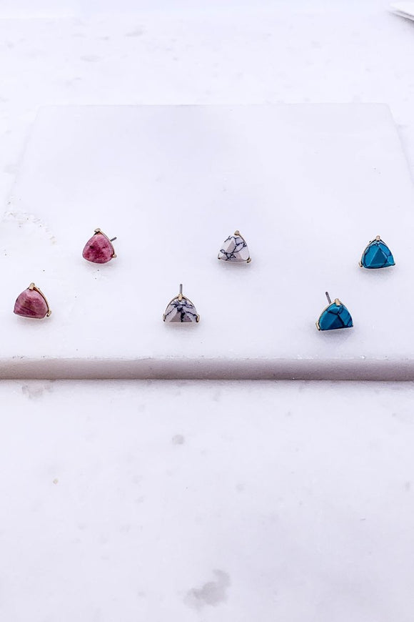 Dainty Triangle Stone Earrings