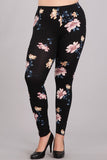 Black Floral Plus Leggings