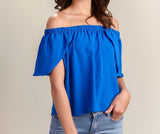 Royal Cold Shoulder Top