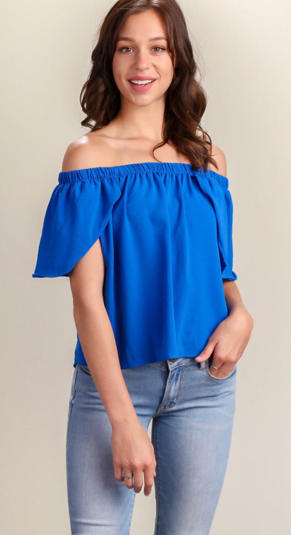 Royal Cold Shoulder Top