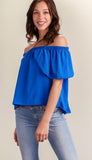Royal Cold Shoulder Top