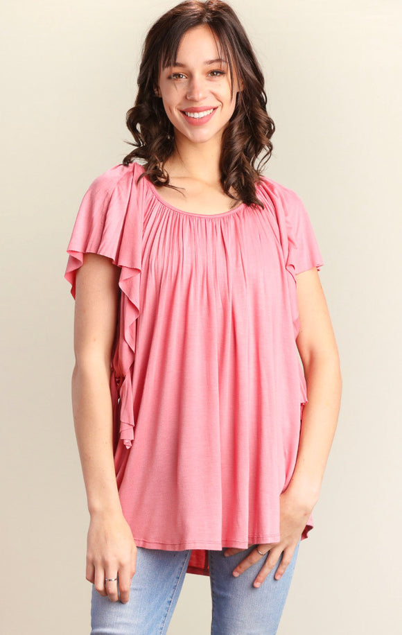 Pink Ruffle Blouse